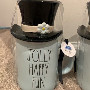 Rae Dunn JOLLY HAPPY FUN black hat topper mug